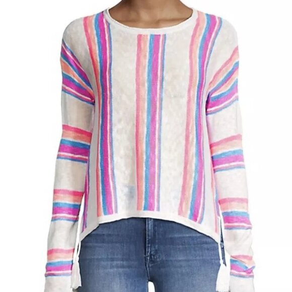 LILLY PULITZER Rozalia Stripe Cotton Tassels Beach Casual Pullover Sweater Top - Picture 2 of 15